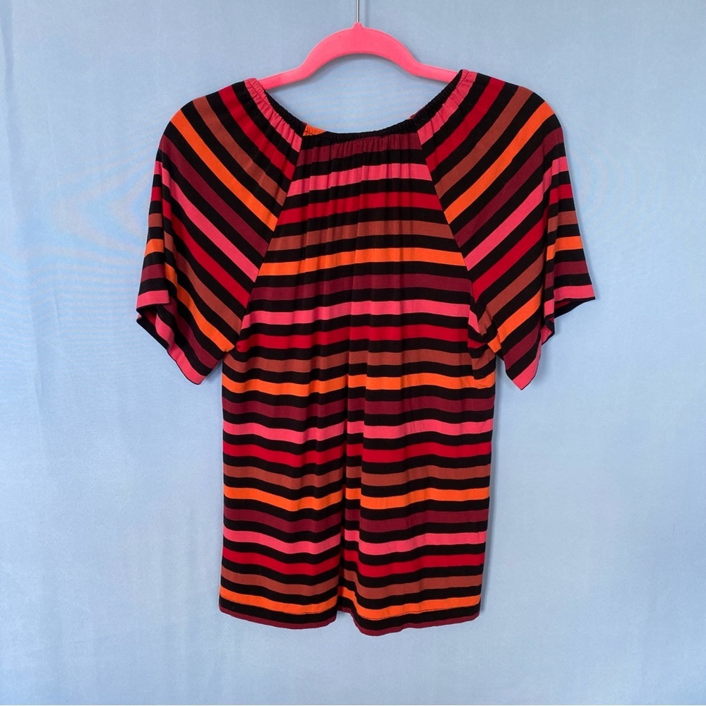 Catherine Malandrino Top Size Small Bright Striped Short Sleeve colorful - Picture 2 of 9